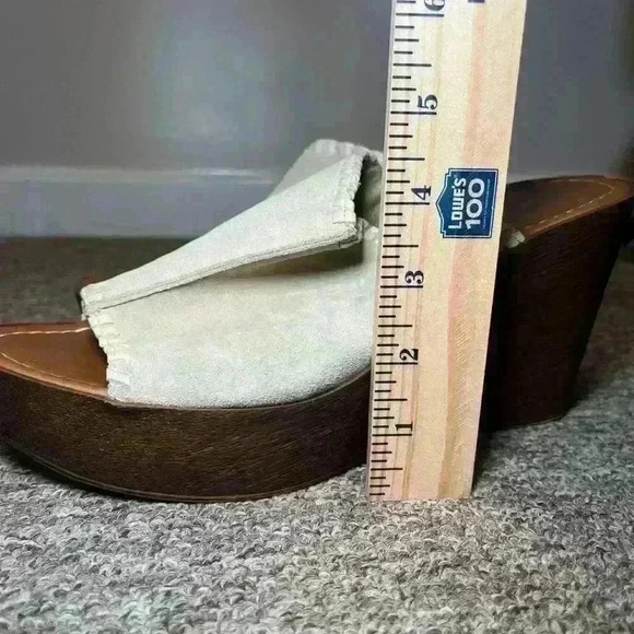 Mariella Women’s Leather Platform Wedge Beige Sandals Size 9.5 M Italian - Picture 3 of 6